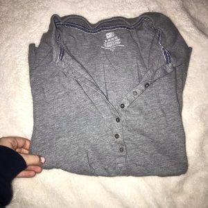 Faded Glory Grey Button T Shirt